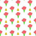 Wrapping textile art pink rose made from plasticine seamless background on white