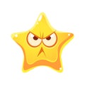 Wrathful emotional face of yellow star, cartoon character