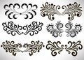 Abstract  black curly design element set isolated Royalty Free Stock Photo