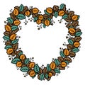 Wreath in heart shape with autumn leaves