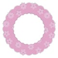 Wreath baby pink paper with flowers and pearly beads cloud place for inscription vector shadow isolated on white background