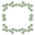 Wreath of bamboo leaves on a light background, frame vector