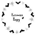 Wreath with bat and spider web for autumn holiday Royalty Free Stock Photo