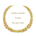 Wreath with big golden and small yellow,green and khaki branches