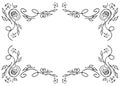 Wreath of black roses or peonies flowers and branches isolated of white. Foral frame design elements for invitations, greeting