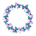 Wreath of butterflies on a white background Royalty Free Stock Photo