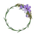 Wreath with crocuses and mimosa