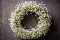 Wreath Of Delicate Babys Breath Flowers Adding Touch Of Ethereal Charm. Generative AI