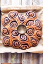 Wreath dessert made of blueberries rolls Royalty Free Stock Photo