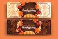 wreath dried leaves realistic thanksgiving banners vector design