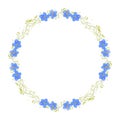 Wreath with elegant blue forget-me-nots