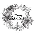 Wreath flower drawing illustration for Merry Christmas`day. Royalty Free Stock Photo