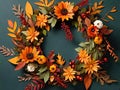 Wreath, flowers, leaves, twigs, autumn wreath, fall decorations, autumn vibes