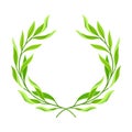 Wreath in the form of an open ring of branches with leaves. Vector illustration on white background.