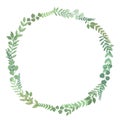 Wreath frame of forest branches, vector illustration