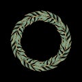 Wreath with green leaves. Laurel Wreath.