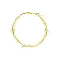 Wreath with green and yellow herbs, grass and twigs. Floral garland good for greeting cards Royalty Free Stock Photo