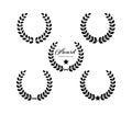 Wreath laurel. Black icon isolated on white background. Winner circle wreath. Victory round crown. Leaf award emblem. Symbol Royalty Free Stock Photo