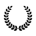 Wreath laurel. Black icon isolated on white background. Winner circle wreath. Victory round crown. Leaf award emblem. Symbol Royalty Free Stock Photo