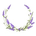 Wreath of lavender, provence region of france. The frame of bouquet for perfume label. Bunch of lavender.