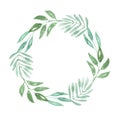 Wreath Leaves Foliage Green Leaf Watercolor Nature Garland Wedding Royalty Free Stock Photo
