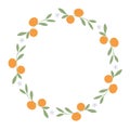 Wreath of leaves, oranges and orange blossoms on white background Royalty Free Stock Photo
