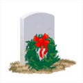 A wreath left by the volunteer movement Wreaths Across America