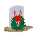 A wreath left by the volunteer movement Wreaths Across America