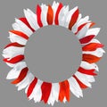 Wreath made of white and red petals