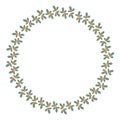 A wreath of mistletoe twigs. Round frame for Christmas and New Year