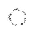 Wreath from omela mistletoe twigs with berries raceme. Christmas garland good for greeting cards