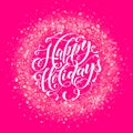 Wreath ornament decoration sparkle glitter snowflake Happy Holidays text Royalty Free Stock Photo