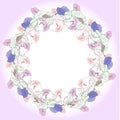 Wreath with pink and blue bindweed Royalty Free Stock Photo