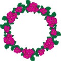 Wreath of pink peonies and green leaves