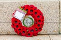 Wreath of poppies laid at the cenotaph by the Royal Naval