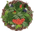 A wreath of rattan in the leaves and beetle deer