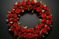 Wreath Of Red Roses Symbolizing Love And Passion. Generative AI