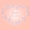 Wreath of roses or peonies flowers with your pink, living coral, moody blue and white gradient colors. Floral frame design