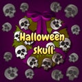 Wreath of skulls, Halloween decoration on the door Royalty Free Stock Photo