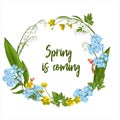 Wreath of spring flowers - poster, invitation or banner