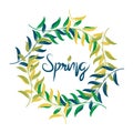 Wreath spring leaves colorful season greetings card holidays celebrations logo design vector image Royalty Free Stock Photo