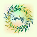 Wreath spring leaves season greetings card holidays celebrations logo design vector image Royalty Free Stock Photo