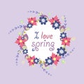 Wreath from spring vector flowers Royalty Free Stock Photo