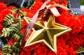 Wreath with a star on the monument. Victory Day. Symbols of the day of victory over fascist Royalty Free Stock Photo