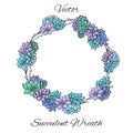 Wreath of succulents and tree branches. Usable for wedding invitations Royalty Free Stock Photo