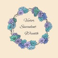 Wreath of succulents and tree branches. Usable for wedding invitations, save the date designs, cards and more