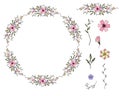 Wreath of summer flowers and elements for your design Royalty Free Stock Photo