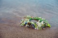 Wreath on water at tradition Kupala night