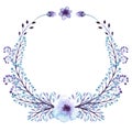 Wreath With Watercolor Little Light Blue Flowers