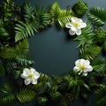 A wreath of white flowers and green leaves Royalty Free Stock Photo